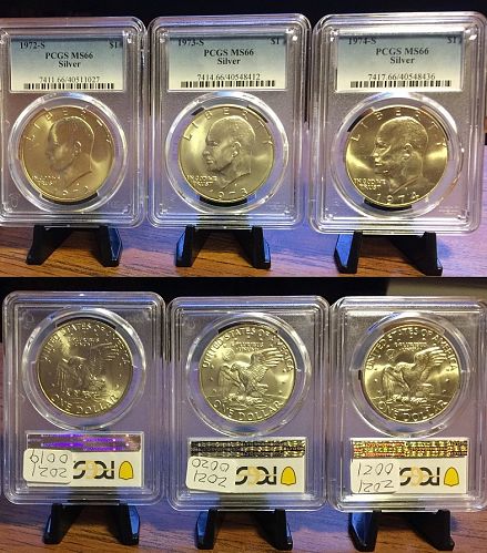 1972-73-74 S $1 Silver Ike Eisenhower Dollar PCGS MS66