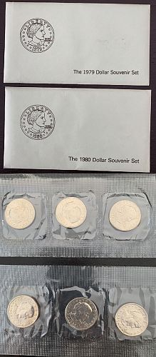 1979 &1980 Susan B. Anthony Souvenir Sets PDS Uncirculated Mint Sets