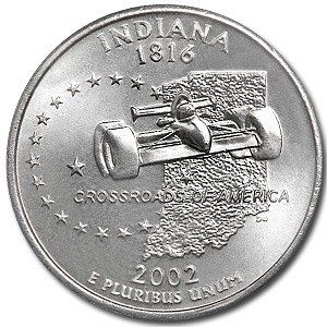 2002 P Indiana Quarters - 67 Quarters - Uncirculated