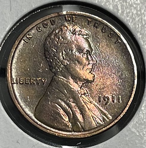 1911-P High Grade Toned About Uncirculated {Prev. Polished} Lincoln US Wheat Cen