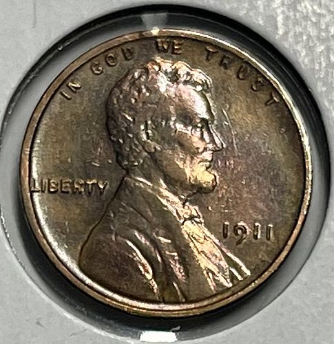 1911-P High Grade Toned About Uncirculated {Prev. Polished} Lincoln US Wheat Cen