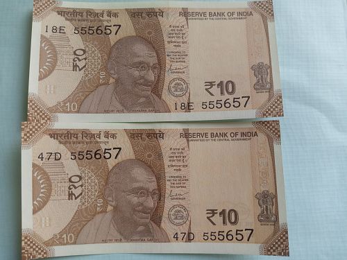 555657 x 2...UNC  2  NOTES..INDIA..