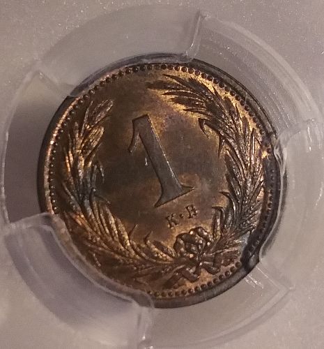 1902KB Hungary Filler PCGS MS 64 Red & Brown