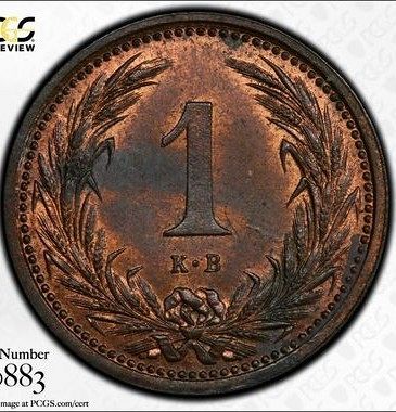 1902KB Hungary Filler PCGS MS 64 Red & Brown