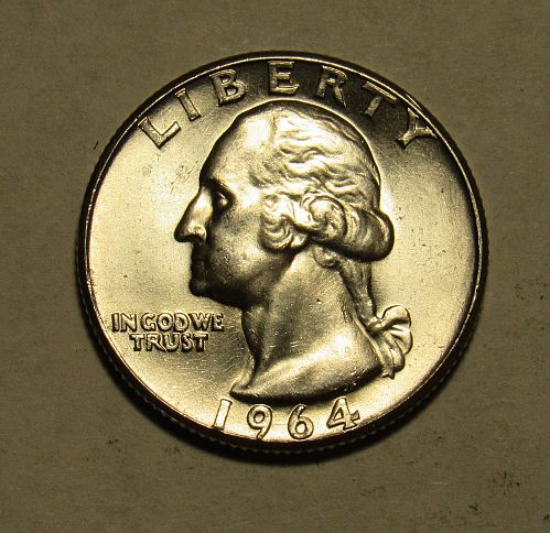 1964 P Washington Quarter BU