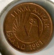 1981 --  ICELAND  --  FIMM (5)  AURAR  --   VERY  FINE