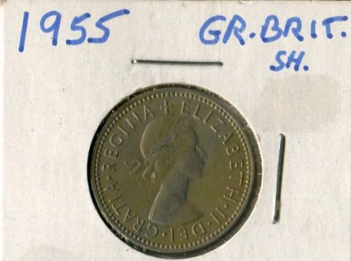 1955 -- GREAT BRITAIN  --  ONE SHILLING  --  FINE