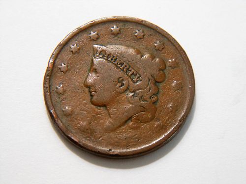 1835 (Small 8 & Stars) Coronet Liberty Head Large Cent with weak strike error 2