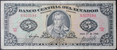 Ecuador P133b 5 Sucres VF