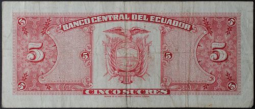 Ecuador P133b 5 Sucres VF
