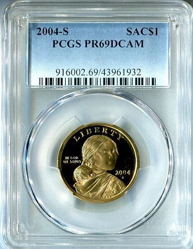 2004 - S  SACAGAWEA  "Golden Dollar"  -  PCGS  -  PR 69 DCAM