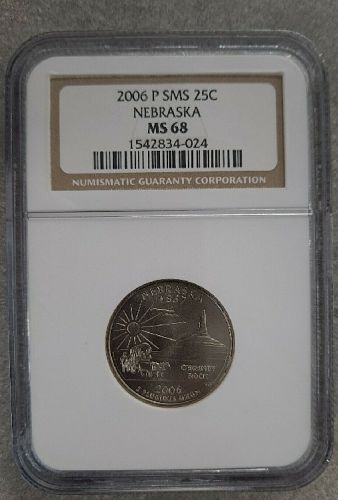 NGC 2006 P SMS 25C MS 68 Nebraska State Quarter BRILLIANT!