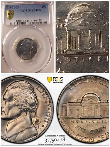 1971D Jefferson 5c PCGS MS 64 Full Steps