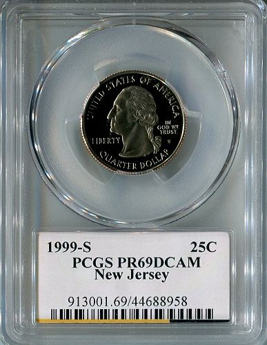 1999 - S  NEW JERSEY  STATEHOOD  Clad  QUARTER  --  PCGS  --  PR 69 DCAM