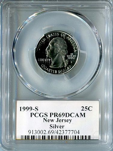 1999 - S  NEW JERSEY STATEHOOD  "SILVER"  QUARTER  --  PCGS  --  PR 69D CAM