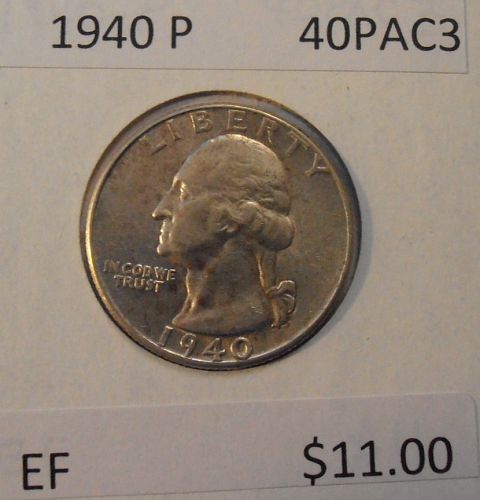 1940 P Washington Silver Quarter,  (40PAC3)