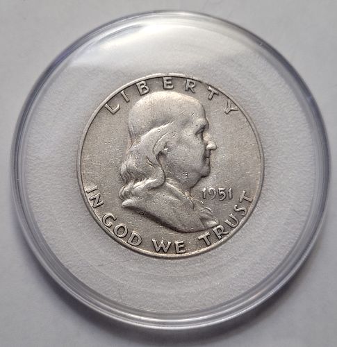1951-P Benjamin Franklin Silver Half Dollar
