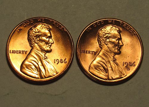 1986 P&D Lincoln Memorial Cents in Red BU