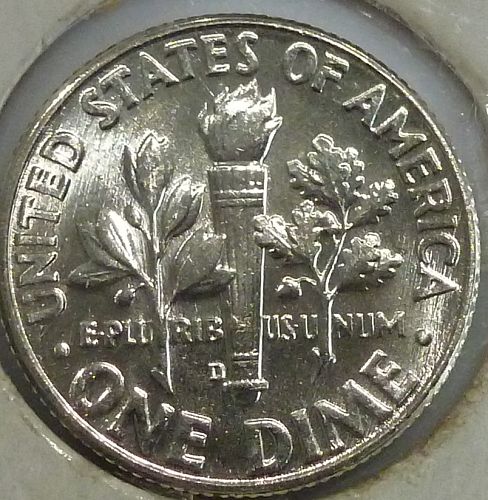 1964-D GEM BRILLIANT UNCIRCULATED Roosevelt Silver Dime. # 175-F