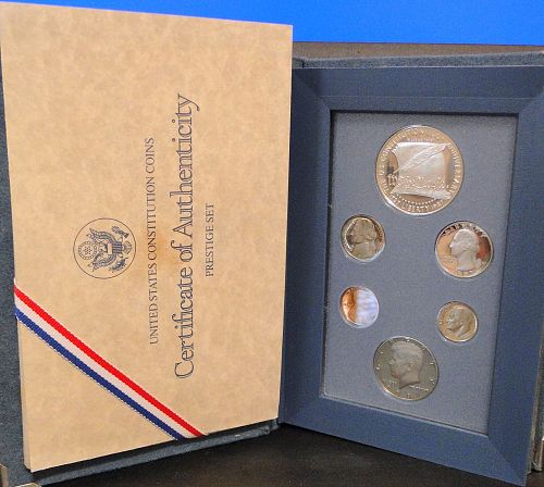 1987-S United States Constitution Commemorative Silver Dollar Prestige Proof Set