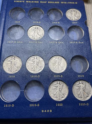 FV$3.50 Walking Liberty + 2 Album Lot {1916-1940 + 1941-1947} & Collection
