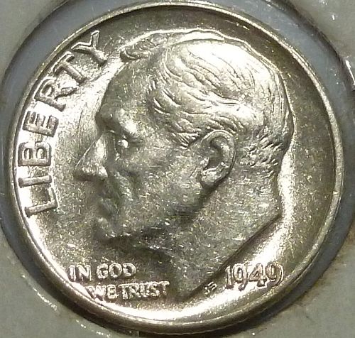 UNCIRCULATED 1949-P Roosevelt Silver Dime. # 100-27