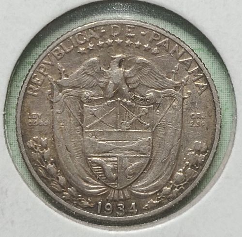 PANAMA 1/10 Balboa 1934 Very Fine-25 K#10.1 KEY DATE!