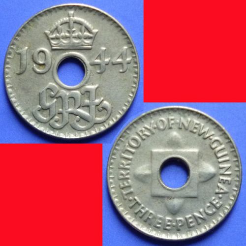 New Guinea Territory Australia Admin 3 Pence 1944 KM# 10