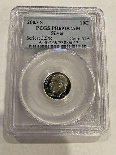 2003-S Silver Roosevelt Dime PR69DCAM PCGS Beautiful Coin