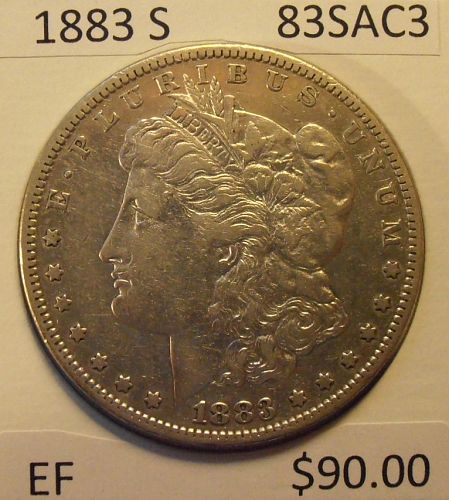 1883 S Morgan Silver Dollar EF (83SAC3)