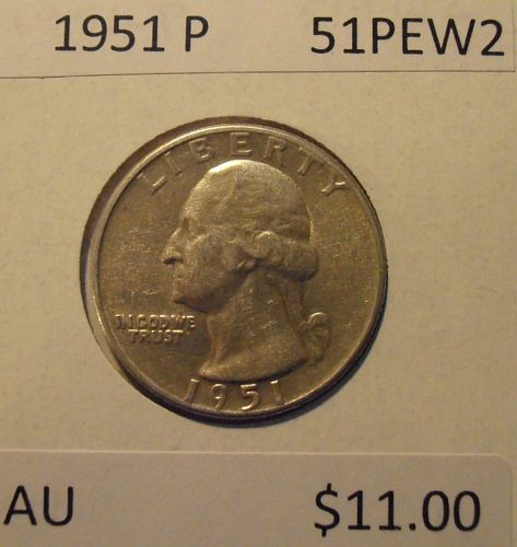 1951 P Washington Silver Quarter,  (51PEW2)