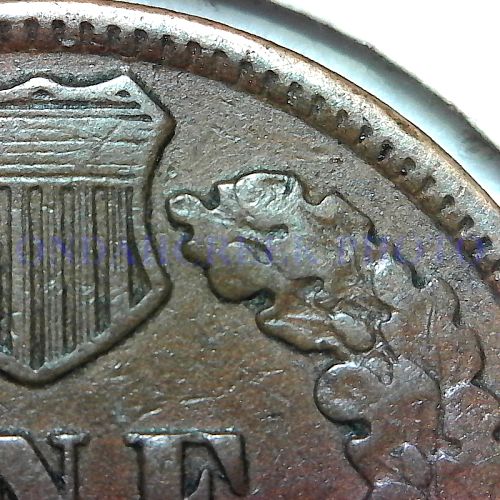 1874 Indian Cent Snow 10 Holed