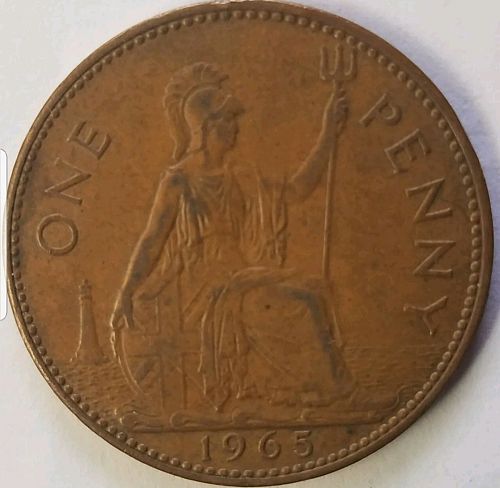 United Kingdom 1 Penny 1965 EF XF