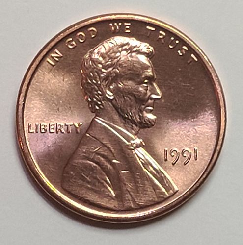 1991 Lincoln Cent MS-65 (GEM) RED