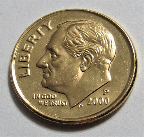 2000-P 10 Cents - Roosevelt Dime - Gold Colorized