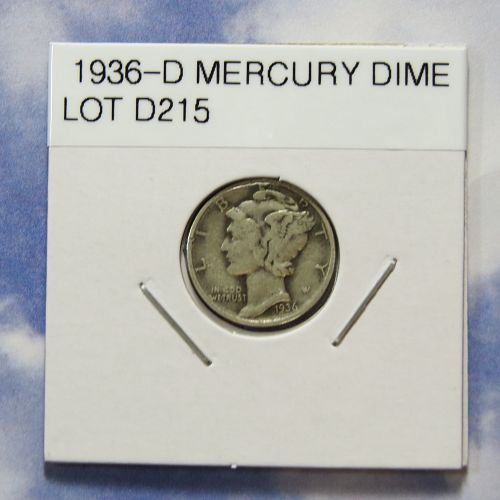 1936-D  MERCURY DIME (NICE COIN) COMB SHIP ~ LOT D215
