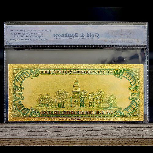 100mg 24K Gold 1928 $100 Dollars Gold Certificate Banknote with White COA