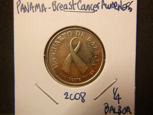 PANAMA 2008 UN CUARTO DE BALBOA  "&frac14; Balboa Breast Cancer Awareness"