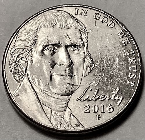 2016 P Jefferson Nickels