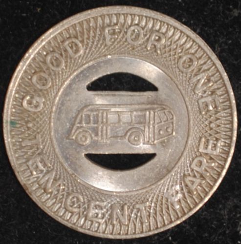 Panzera Bus Service, Uniontown, PA, Ten Cent Fare Token