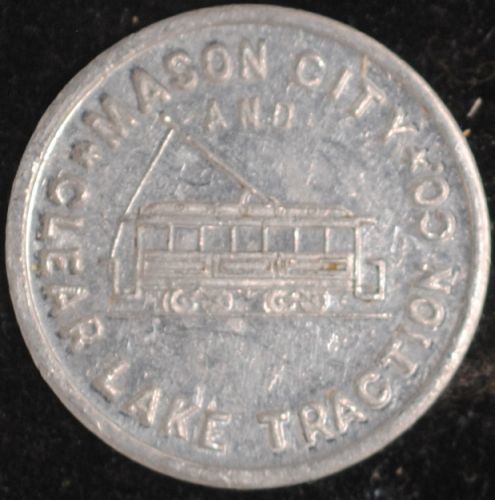Mason City And Clear Lake Traction Co. (Iowa) 5¢ Fare Token IA 600A