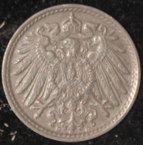 1915D Germany/Empire 5 Pfennig XF+