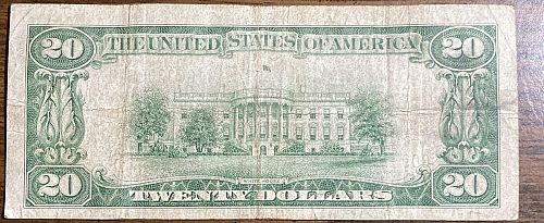1934 $20 Dollar Bill Federal Reserve Note Lime Green Seal Chicago Nice!
