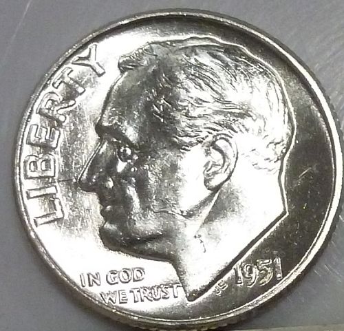 1951-P BU Roosevelt Silver Dime. High Quality ( 233-11 )