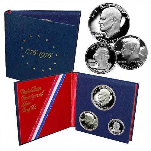 1976 US Silver Proof 3 pc Bicentennial Set