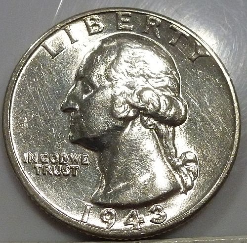 1943-P UNCIRCULATED Washington Quarter UNC  cleaned( 056)