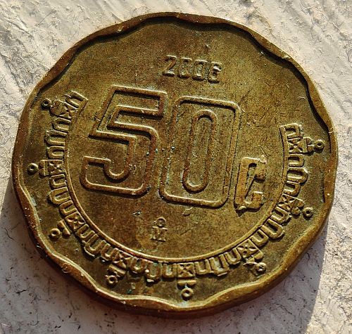 Lot of 6 Mexican 50 Centavos, 5&cent;, 10&cent; $1 and $5 Pesos Coins 1939- 2006