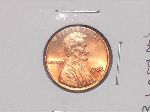 1982 P Uncirculated Lincoln Copper Large Date cent  Red