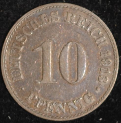 1913A Gewrmany/Empire 10 Pfennig XF+
