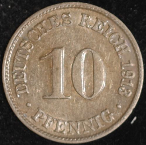 1913D Germany/Empire 10 Pfennig AU